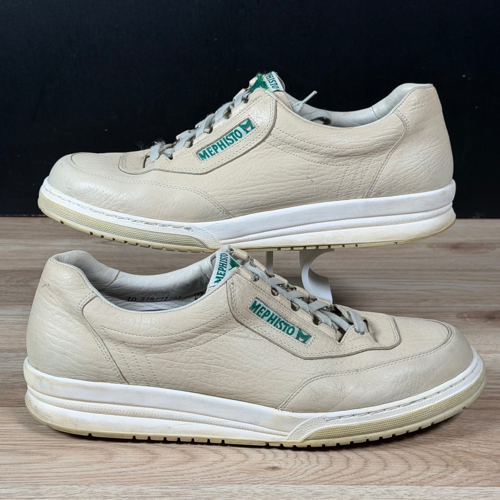 Mephisto Match Shoes Mens Size 13 Beige Leather Comfort Walking Sneakers Preppy